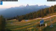 Archived webcam image showing Cortina d'Ampezzo: World Cup slope from Rifugio Duca d'Aosta on 13 Aug 2026 at 06:30