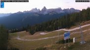 Archived webcam image showing Cortina d'Ampezzo: World Cup slope from Rifugio Duca d'Aosta on 28 Sep 2026 at 07:16