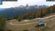 Archived webcam image showing Cortina d'Ampezzo: World Cup slope from Rifugio Duca d'Aosta on 17 Oct 2026 at 08:26
