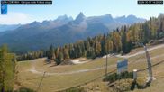 Archived webcam image showing Cortina d'Ampezzo: World Cup slope from Rifugio Duca d'Aosta on 17 Oct 2026 at 14:26
