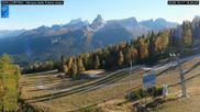 Archived webcam image showing Cortina d'Ampezzo: World Cup slope from Rifugio Duca d'Aosta on 17 Oct 2026 at 16:26