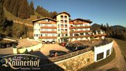 Archived webcam image showing Reiteralm: View Hotel Raunerhof on 29 May 2026 at 07:31