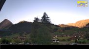 Archived webcam image showing Hotel Alpina at Adelboden Boden on 3 Aug 2026 at 07:40