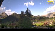 Archiviertes Webcam Bild: Adelboden: Blick Hotel Alpina zum Weltcuphang am 28.08.2026 um 08:19 Uhr