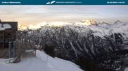 Archived webcam image showing middle station Fellhornbahn on 26 Feb 2026 at 18:18