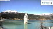 Archiviertes Webcam Bild: Versunkener Turm im Reschensee am 18.04.2026 um 10:24 Uhr