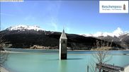Archived webcam image showing The Church Tower in the Lake Resia on 20 Apr 2026 at 12:13