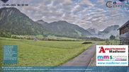 Archived webcam image showing Schoppernau lower valley on 21 May 2026 at 06:42