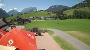 Archived webcam image showing Schoppernau: View from Hotel Schrannen-Hof on 12 Jul 2026 at 14:36
