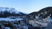 Archived webcam image showing St. Moritz village II - View from Hotel Schweizerhof towards St. Moritz Bad on 8 Apr 2026 at 07:37
