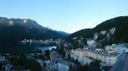 Archived webcam image showing St. Moritz village II - View from Hotel Schweizerhof towards St. Moritz Bad on 7 Jul 2026 at 06:59
