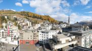Archived webcam image showing St. Moritz village II - View from Hotel Schweizerhof towards St. Moritz Bad on 28 Oct 2026 at 10:08