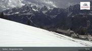 Archived webcam image showing Sextner Dolomites Skiing Mountain Helm on 20 Apr 2026 at 13:06