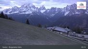Archived webcam image showing Sextner Dolomites Skiing Mountain Helm on 18 May 2026 at 05:51