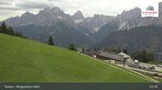 Archived webcam image showing Sextner Dolomites Skiing Mountain Helm on 18 Aug 2026 at 08:41