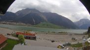 Archived webcam image showing Schoeneben: Base station at lake Reschensee on 5 May 2026 at 10:20
