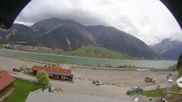 Archived webcam image showing Schoeneben: Base station at lake Reschensee on 5 May 2026 at 12:20