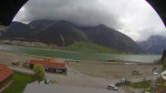 Archived webcam image showing Schoeneben: Base station at lake Reschensee on 5 May 2026 at 14:20
