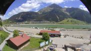 Archiviertes Webcam Bild: Schöneben: Talstation der Bergbahn mit Blick auf Reschensee und Dorf Reschen am 28.05.2026 um 12:37 Uhr
