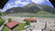 Archiviertes Webcam Bild: Schöneben: Talstation der Bergbahn mit Blick auf Reschensee und Dorf Reschen am 28.05.2026 um 14:37 Uhr