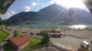 Archived webcam image showing Schoeneben: Base station at lake Reschensee on 23 Jun 2026 at 08:46