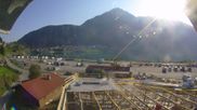 Archived webcam image showing Schoeneben: Base station at lake Reschensee on 3 Aug 2026 at 08:50