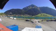 Archived webcam image showing Schoeneben: Base station at lake Reschensee on 19 Sep 2026 at 10:42