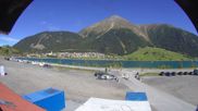 Archived webcam image showing Schoeneben: Base station at lake Reschensee on 19 Sep 2026 at 14:36