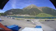 Archived webcam image showing Schoeneben: Base station at lake Reschensee on 19 Sep 2026 at 16:36