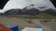 Archived webcam image showing Schoeneben: Base station at lake Reschensee on 2 Oct 2026 at 12:33