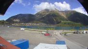 Archived webcam image showing Schoeneben: Base station at lake Reschensee on 2 Oct 2026 at 14:33