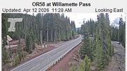 Archived webcam image showing Road Condition Cam at Willamette Pass on 12 Apr 2026 at 20:43