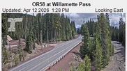 Archived webcam image showing Road Condition Cam at Willamette Pass on 12 Apr 2026 at 22:21