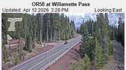 Archived webcam image showing Road Condition Cam at Willamette Pass on 13 Apr 2026 at 00:21