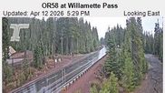 Archived webcam image showing Road Condition Cam at Willamette Pass on 13 Apr 2026 at 02:21