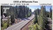 Archived webcam image showing Road Condition Cam at Willamette Pass on 7 Jun 2026 at 18:53