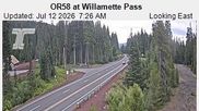 Archived webcam image showing Road Condition Cam at Willamette Pass on 12 Jul 2026 at 16:50
