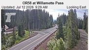 Archived webcam image showing Road Condition Cam at Willamette Pass on 12 Jul 2026 at 18:50