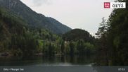 Archived webcam image showing Oetztal: View Lake Piburg on 28 Apr 2026 at 08:36