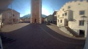 Archived webcam image showing Castelrotto/Kastelruth village square on 20 Mar 2026 at 08:59