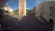 Archived webcam image showing Castelrotto/Kastelruth village square on 9 Aug 2026 at 16:26