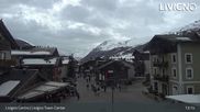 Archived webcam image showing Livigno town center on 10 Apr 2026 at 13:37