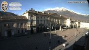 Archived webcam image showing Aosta, Piazza Chanoux on Feb 26, 2026 at 4:45 PM