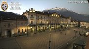 Archived webcam image showing Aosta, Piazza Chanoux on Feb 26, 2026 at 6:45 PM