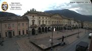 Archived webcam image showing Aosta, Piazza Chanoux on 24 Aug 2026 at 07:09