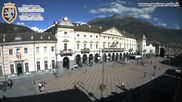 Archived webcam image showing Aosta, Piazza Chanoux on 9 Oct 2026 at 12:39