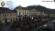 Archived webcam image showing Aosta, Piazza Chanoux on 25 Oct 2026 at 07:06