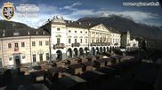 Archived webcam image showing Aosta, Piazza Chanoux on 25 Oct 2026 at 10:06