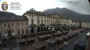 Archived webcam image showing Aosta, Piazza Chanoux on 25 Oct 2026 at 14:06