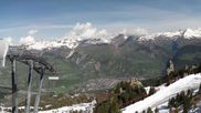 Archived webcam image showing Peisey Vallandry - Top station chairlift Clocheret on 29 Apr 2026 at 10:06